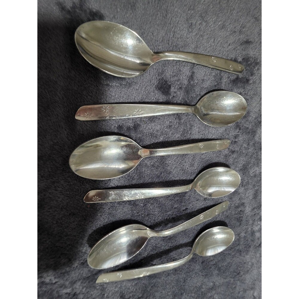 Vintage IMPERIAL USA Stainless Silverware FALCON/NOREEN Set of 6 Spoon Lot GuC